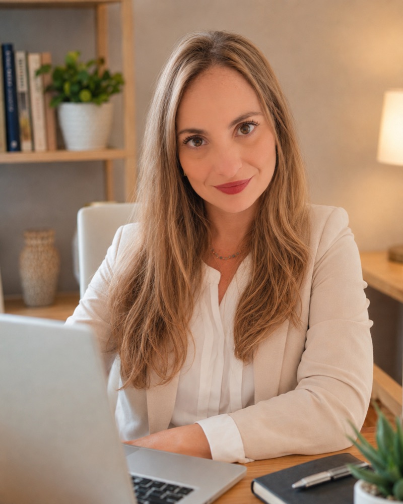 Ana Carolina Robazzi em seu espaço de trabalho
